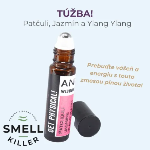 Roll-On zmes esenciálnych olejov Túžba! – Pačuli, Jazmín a Ylang Ylang, prírodná aromaterapia pre vášeň a energiu.